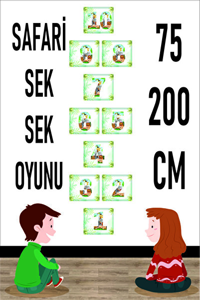 Göktuğ Hediyelik Seksek Oyunu Safari  Anaokulu-Kreş Çocuk Odası Zemin Yapışka...