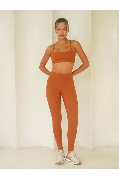 MAİ COLLECTİON Fold Ankle-Length Cinnamon Leggings