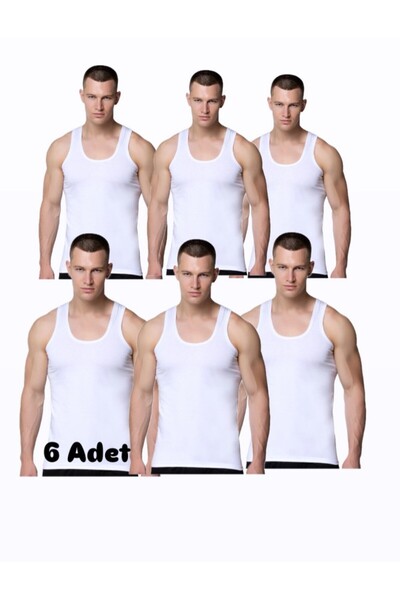DONLİZZA Mother of Pearl Star Men's Tank Top White 6 Pcs