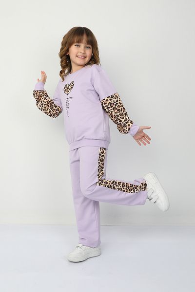 e-çocuk Girl's Heart Leopard Suit 37036