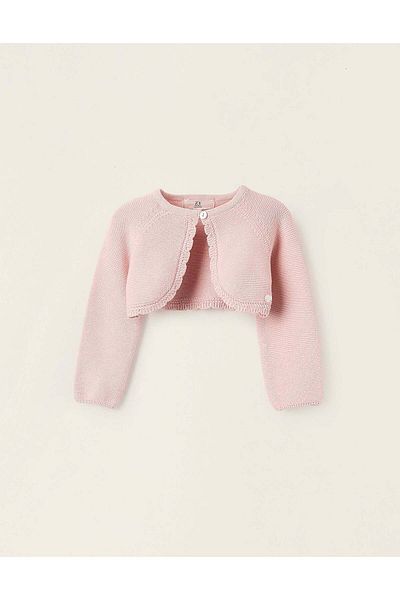 Ziddy Cotton Knit Bolero Cardigan for Newborn Girls, Pink