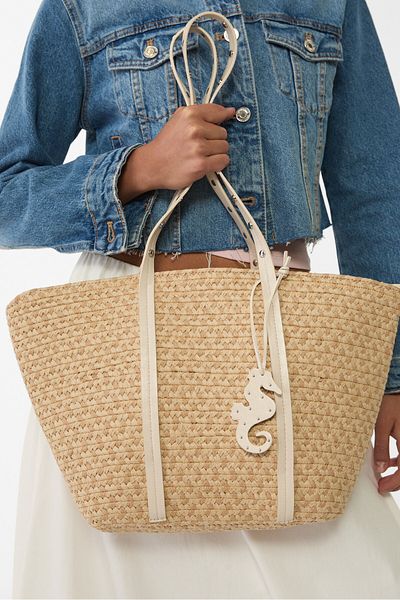 Stradivarius Contrast braided bag with studs