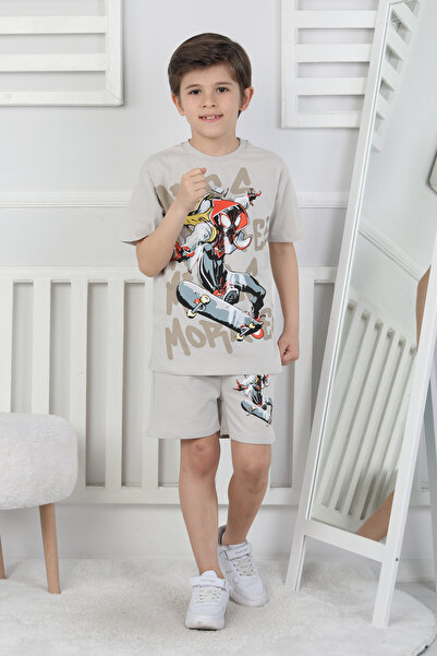 NEWKİDS 3-10 Years Old Printed Shorts Boy's Suit with Pockets