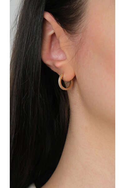 Arpaş 14 Ayar Altın Taşlı Halka Küpe