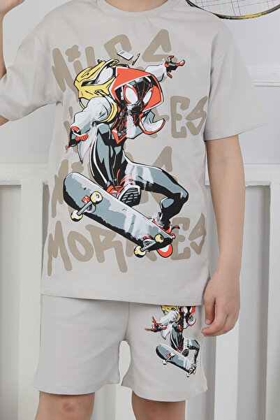 NEWKİDS 3-10 Years Old Printed Shorts Boy's Suit with Pockets