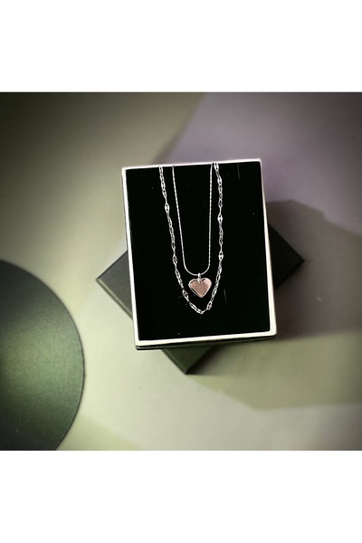 Çelik Kalpli Kolye Şık Zarif Günlük Kullanıma Uygun