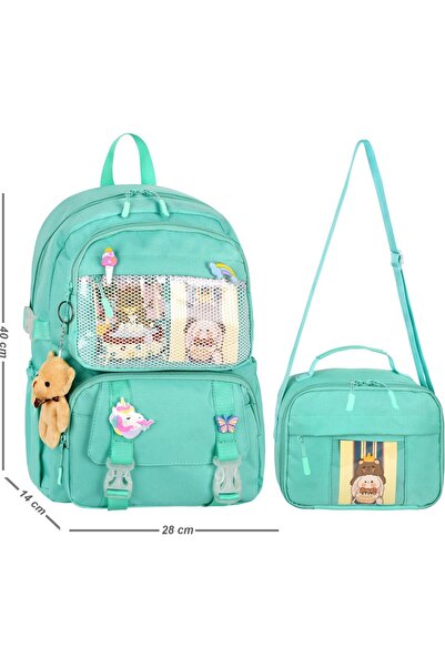Waddell Kawaii Kore Tarzı Aksesuarlı Ilkokul Sırt Çantası Kız Ve Isı Yalıtıml...