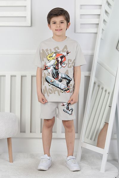 NEWKİDS 3-10 Years Old Printed Shorts Boy's Suit with Pockets