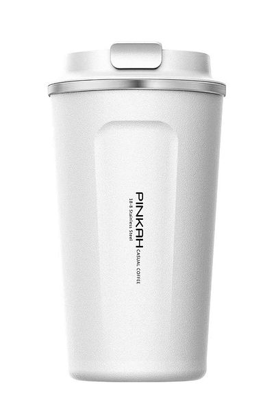 GLANCE Pınkah White Stainless Steel Coffee Thermos Cup Travel Cup Flask 510 ml