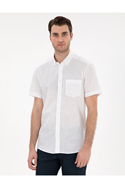 Pierre Cardin Beyaz Regular Fit Kısa Kollu Gömlek 50302730-VR013
