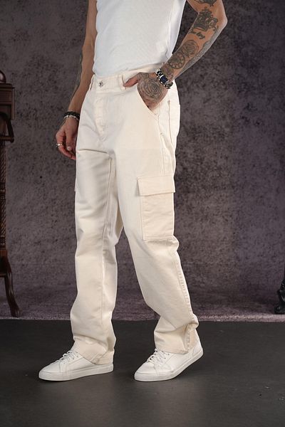 Butik TREND WE Ανδρικό τζιν παντελόνι με χαλαρή εφαρμογή φαρδιά εφαρμογή Cargo Pocket