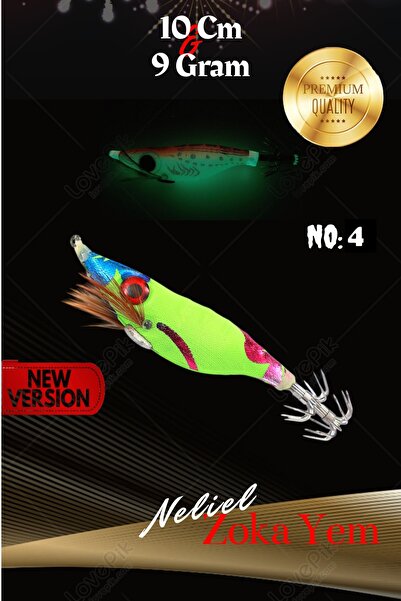 NELİEL 10cm 9gr Fosforlu Kalamar Zokası, Çanakkale Zoka, Kocagöz Kalamar Zokası