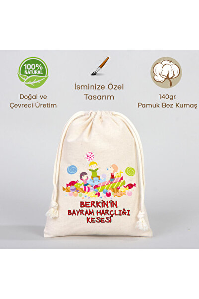 BB T SHIRTS Isimli Bayram Harçlığı Kesesi Büzgülü Çanta