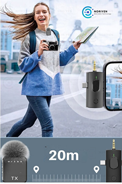 Noriyen Pro Model Ultra Hassas Kablosuz Yaka Mikrofonu Influencer Youtuber Tiktok İçin F11 Mini Mikrofon