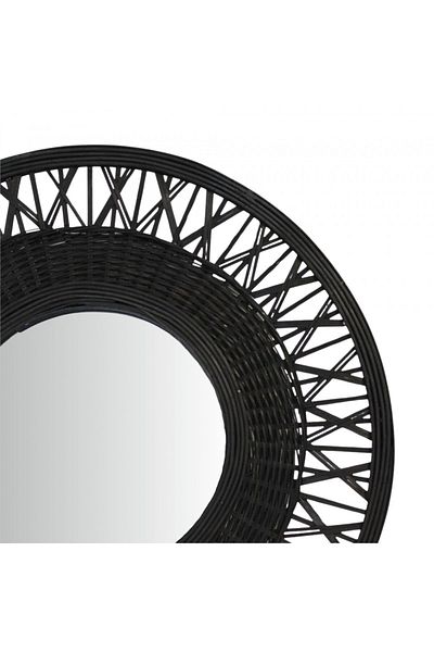 BM GİFT DESİGN Wall mirror, bamboo frame, round, black color, 56cm