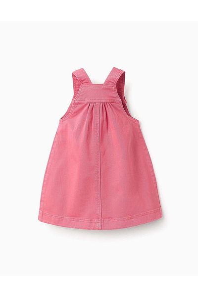 Ziddy Pinafore Dress with Cross-Stitch Details for Baby Girls, Pink