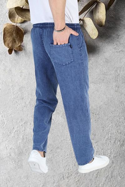 Malerind Linen Raw Cloth Sweatpants with Elastic Waist, for Plus Size