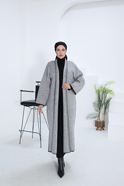 Nissra Gray Shepherd Stitched Cardigan Nsr18204