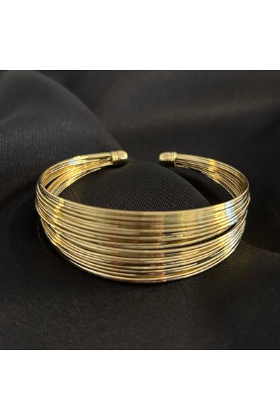 Zeyn Vip Thick Wire Gold Steel Bracelet