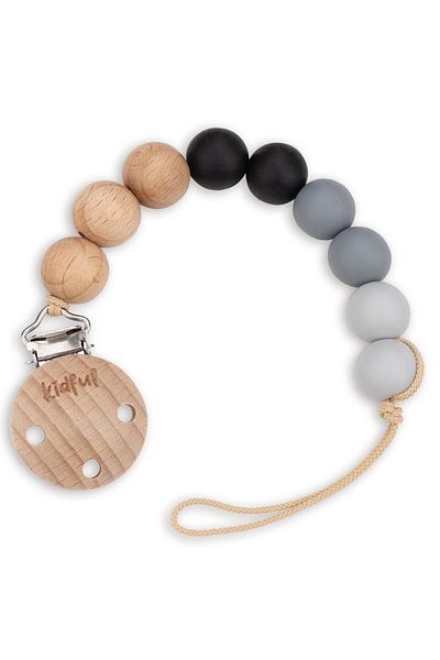 Kidful Bead Pacifier Strap - Foggy