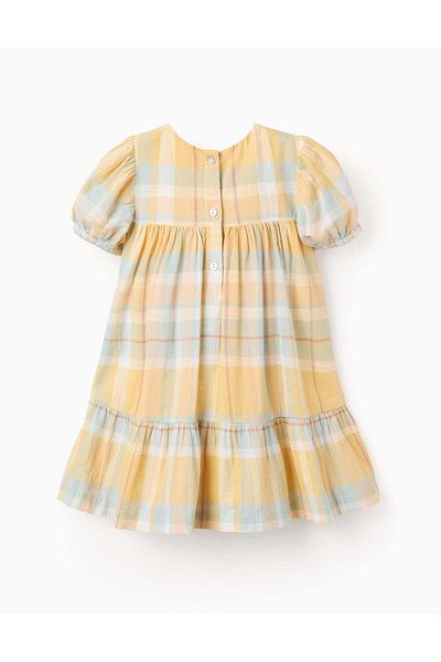 Ziddy Dress with Check for Baby Girls 'B&S', Yellow