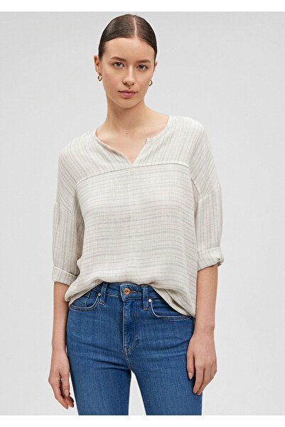 Mavi Woman m 1210328   Striped Short Sleeve Shirt