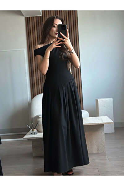 My Blog Černé designové plisované šaty do pasu - 2025132