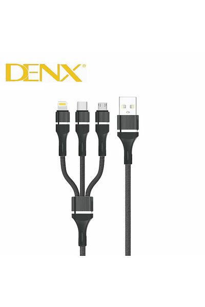 Denx كابل 3 في 1 للشحن السريع ونقل البيانات 1.2 سم
