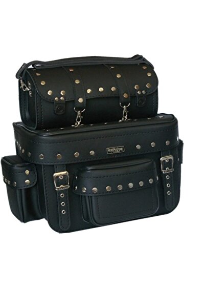 AR MODE Armode Ar38 3 Cepli + Sosis Çanta Deri Motosiklet Çantası