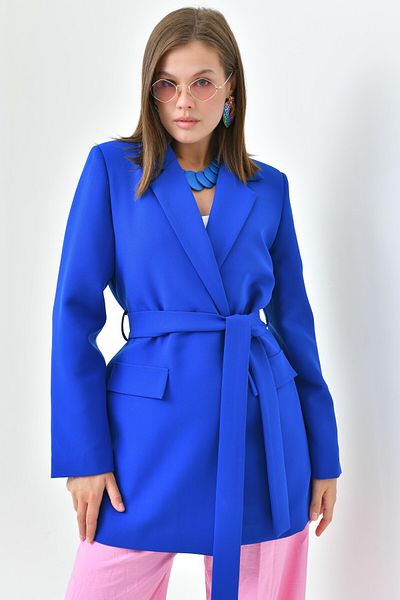 Saade Jachetă cu curea albastră Saks