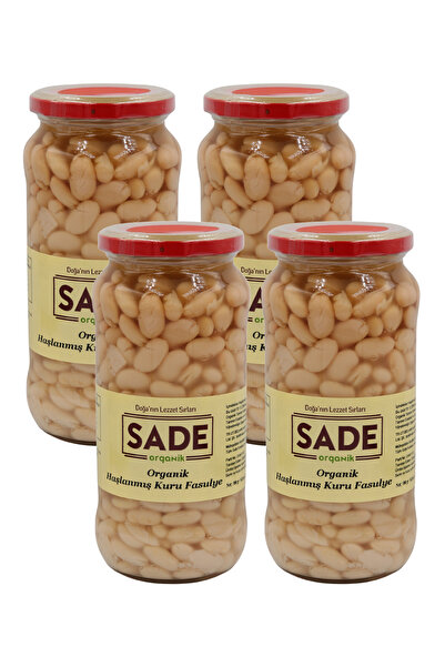 Sade Organik Haşlanmış Kuru Fasulye 400 GR 4'lü PAKET