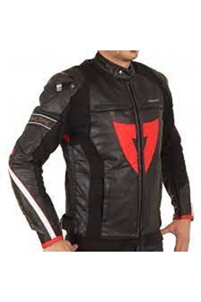 VENOM D1 Yeni Hakiki Deri Racing Siyah Ceket