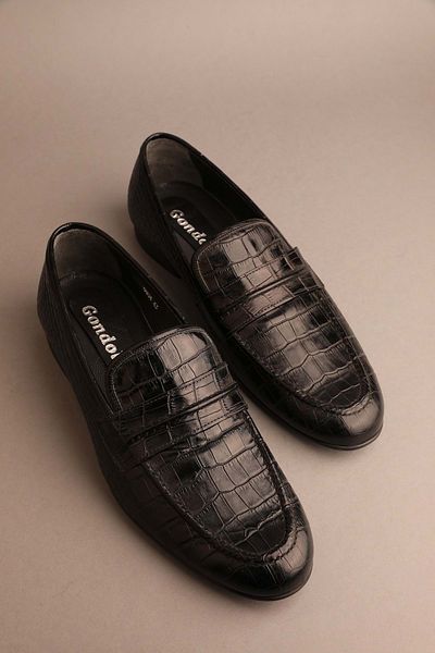 Gondol Piele naturală pentru bărbați Classic Leather Black Croco 43 Ttx.104