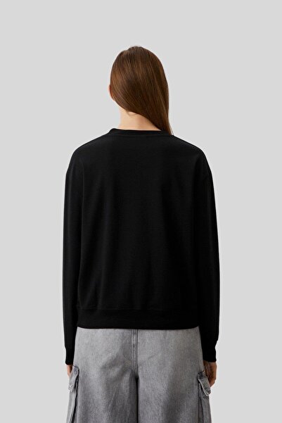 Hugo Boss Regualar Fit Bisiklet Yaka Kadın Sweatshirt Siyah