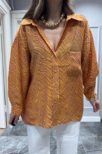 dml giyim Patterned Oversize Shirt