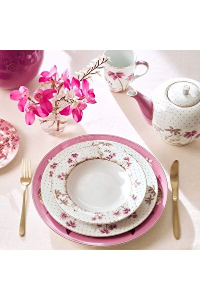 Pip Studio Deep plate, porcelain, Pip Studio, Dots Gold Pink, 21.5 cm, Jolie collection