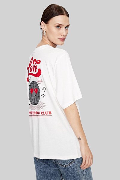 Hugo Boss Regular Fit Yuvarlak Yaka Kadın T-shirt Beyaz
