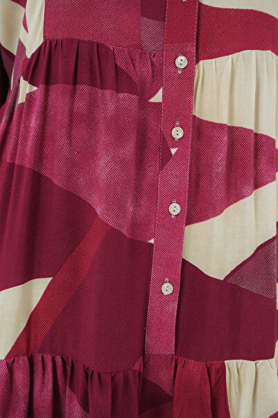 Bigdart 2423 Authentic Patterned Hijab Dress - B. Burgundy