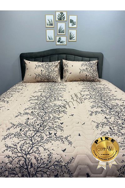 Çetinhome Çetinhome 4 Seasons Beige Καπιτονέ Σετ Πικέ Διπλό