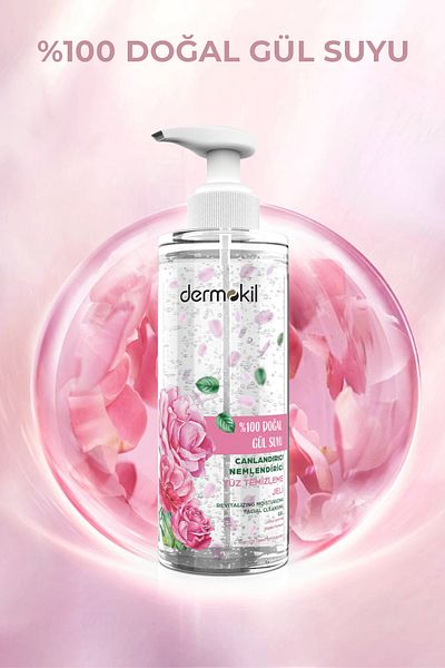 Dermokil 100% Natural Rose Water Revitalizing Moisturizing Facial Cleansing Gel