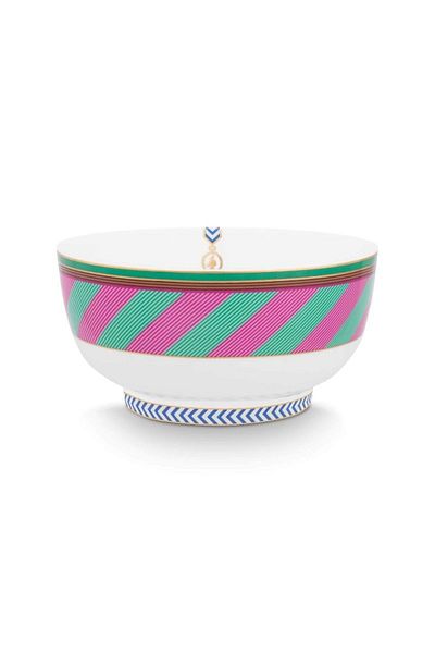 Pip Studio Bol din porțelan, Pip Studio, Stripes Pink-Green, 15.5cm, colecția Pip Chique