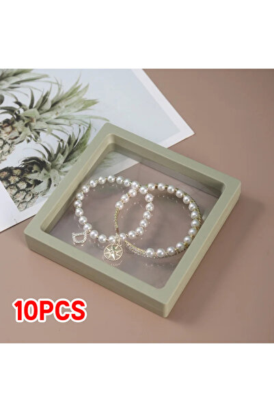 Choice صندوق تعبئة مجوهرات شفاف أخضر 7×7، 10 قطع، حامل عرض معلق للحلقات والأق...