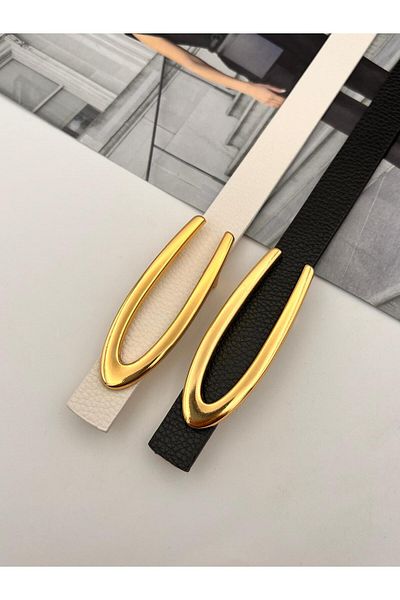 MODAM HİFA 2 τμχ Gold V Buckle Γυναικεία ζώνη παντελονιού Ζώνη φόρεμα Ζώνη πουκάμισο Ζώνη παλτό Ζώνη λεπτή ζώνη