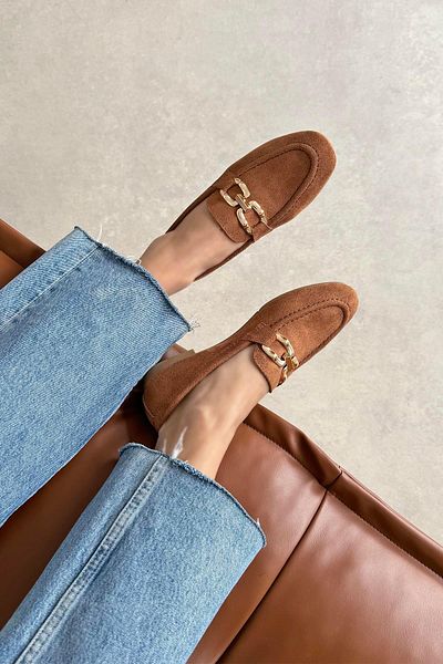 STRASWANS Luca Γυναικεία Πόρπη Λεπτομέρεια Suede Ballerina Brown