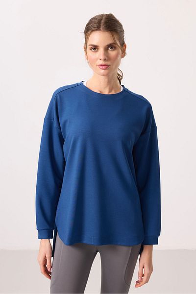 TOMMY LIFE Parlament Soft Textured O Neck Comfortable Form Women's Tunic Sweatshirt - 97305