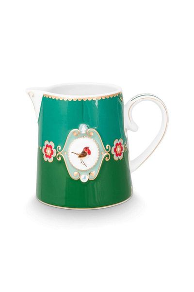 Pip Studio Porcelain milk jug, Pip Studio, Emerald-Green, 270ml, Love Birds collection
