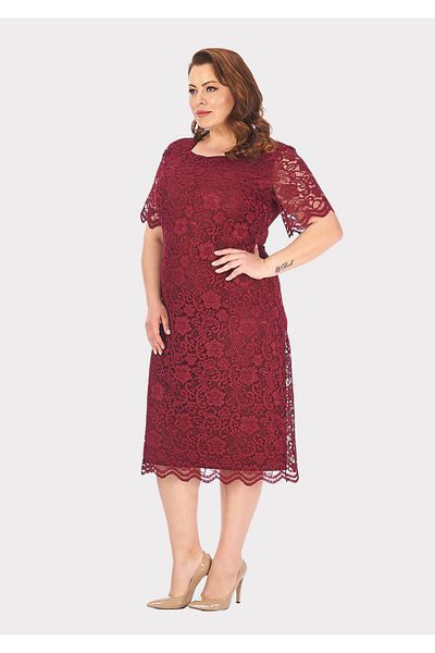LİLAS XXL Rochie de seara din dantela colorata burgundy marime plus