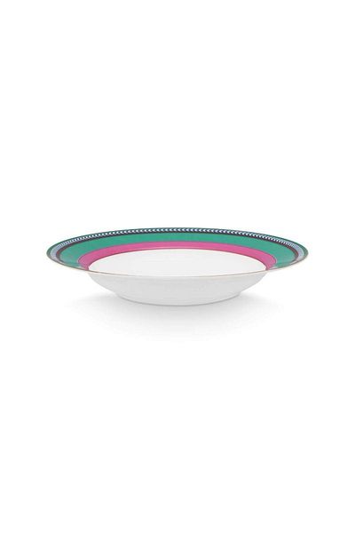 Pip Studio Porcelain deep plate, Pip Studio, 23.5cm, Stripes Pink-Green, Pip Chique collection