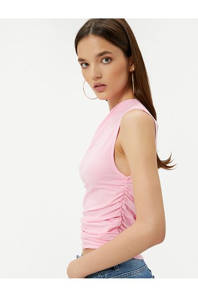 Koton New Season One Shoulder Sleeveless T-Shirt Slim Fit Cotton