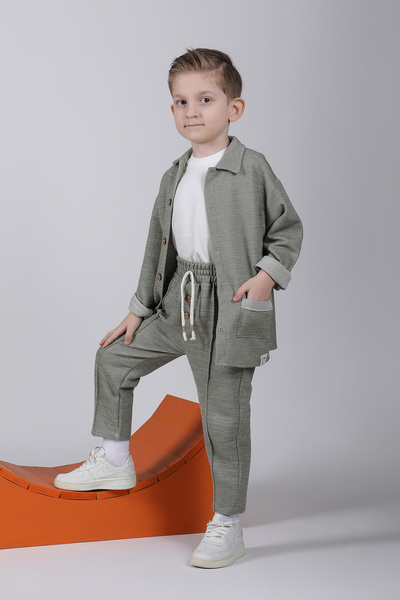 BOBBY JR KİDSWEAR SET DE PANTALONI CU JACQUARD CU BUTONI FATA